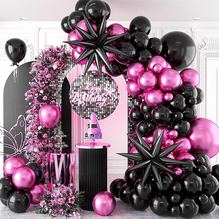 Logam magenta Gerbang Garland Bintang Meletup Hitam